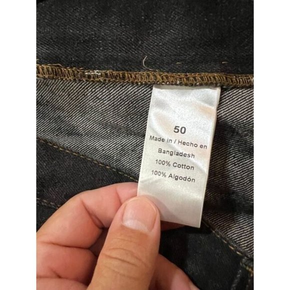 Faded Glory Carpenter Shorts Mens 50 Black Denim Pocketed Belted Button Men NWOT - Picture 5 of 10